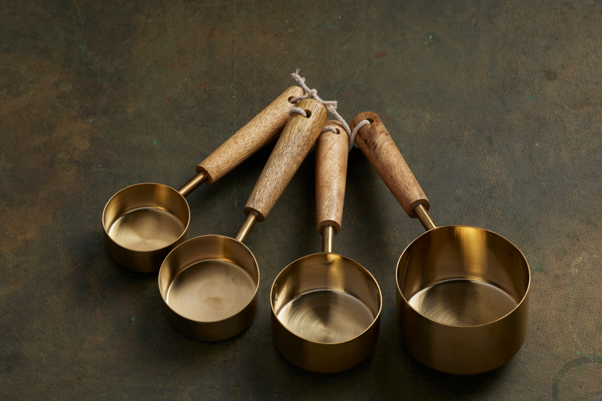 Set Of 4 Brass Coated Measuring Cups Set