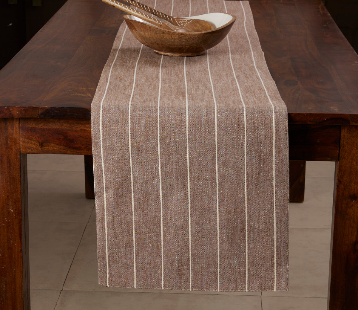 Cotton Cozy Stripes - Runner 16'' X 80''  - 100 % Cotton -Mocha